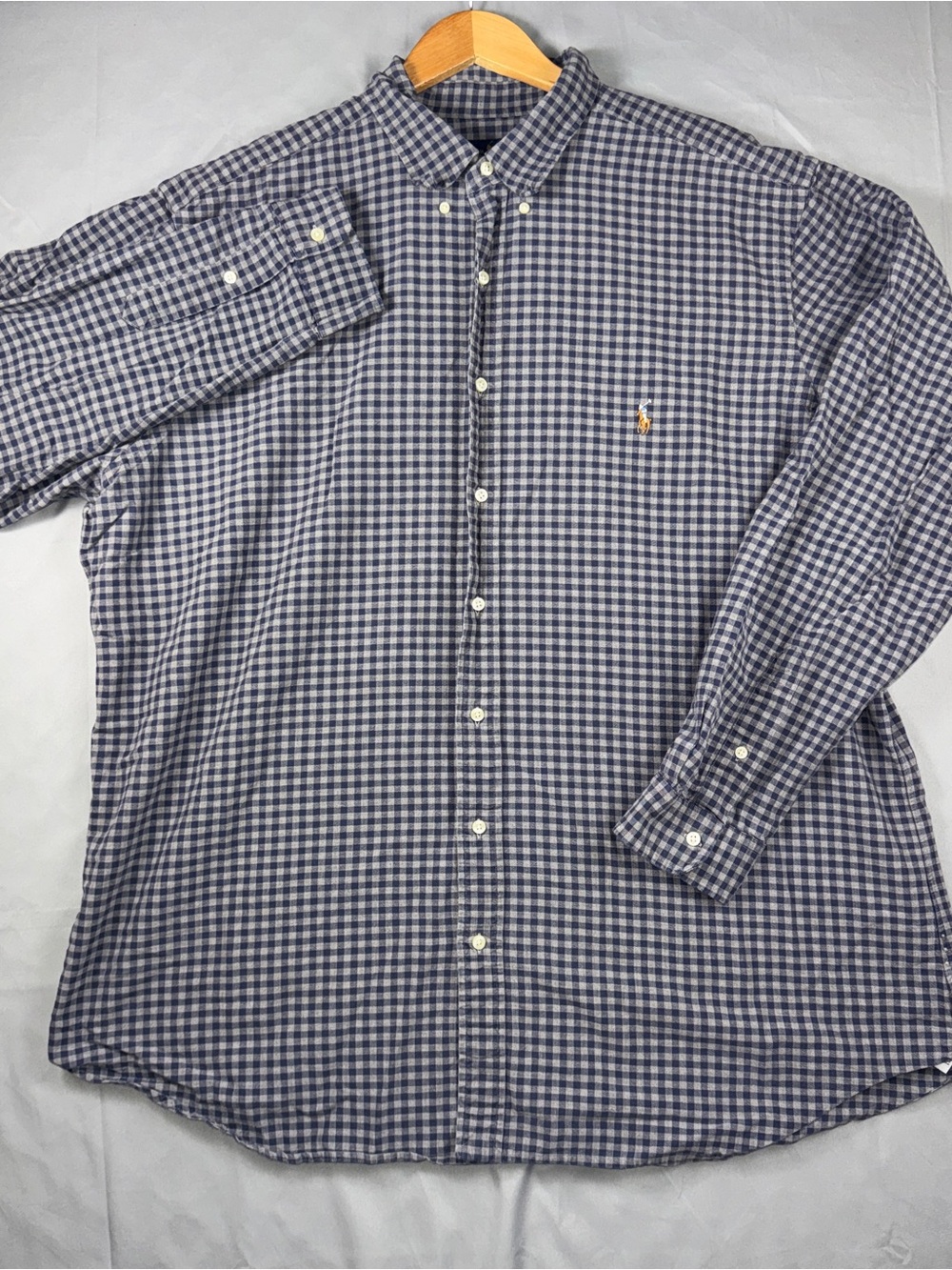 Ralph Lauren Shirt Men's 2XLT Blue Gingham Button Down Long Sleeve Casual